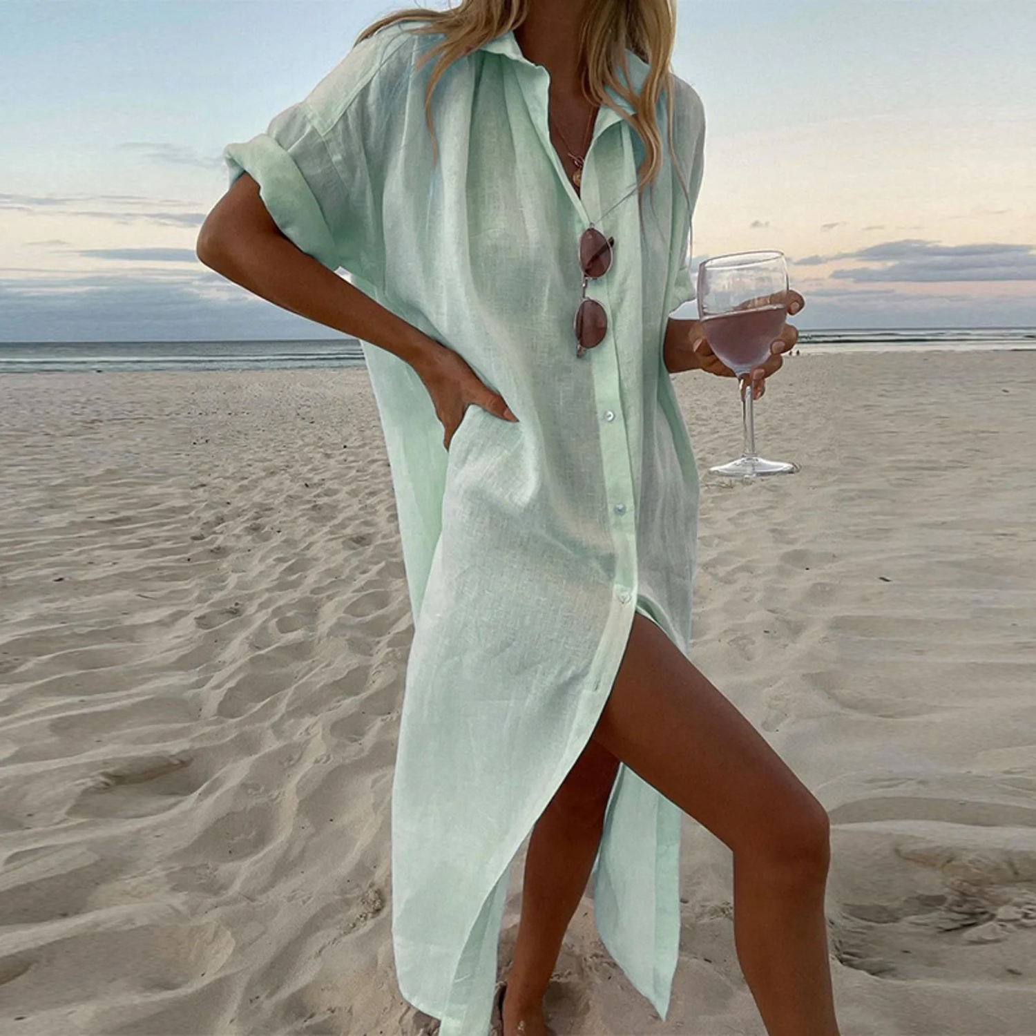 Abito camicia da donna Zoya - Elegante camicetta oversize con vestibilità comoda e look chic