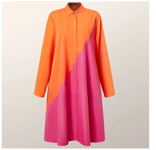Abito camicia da donna Brynlee - Elegante abito a trapezio con maniche lunghe per ufficio e tempo libero