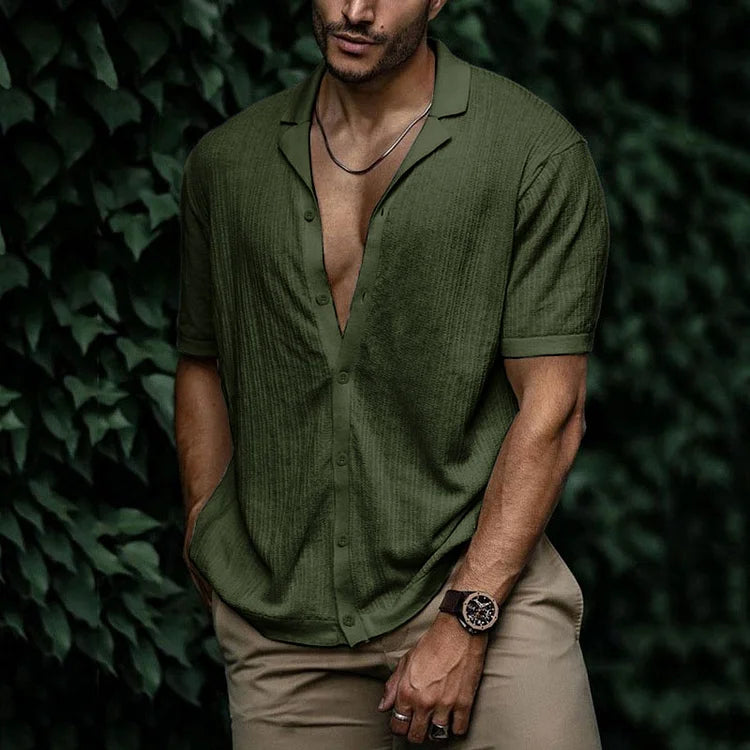 Camicia estiva da uomo Leandro - Camicia in lino traspirante con vestibilità aderente per look casual