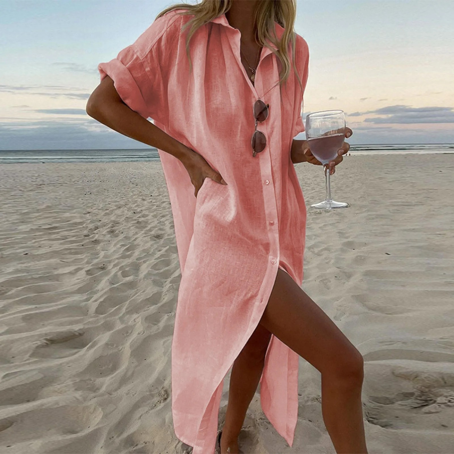 Abito camicia da donna Zoya - Elegante camicetta oversize con vestibilità comoda e look chic
