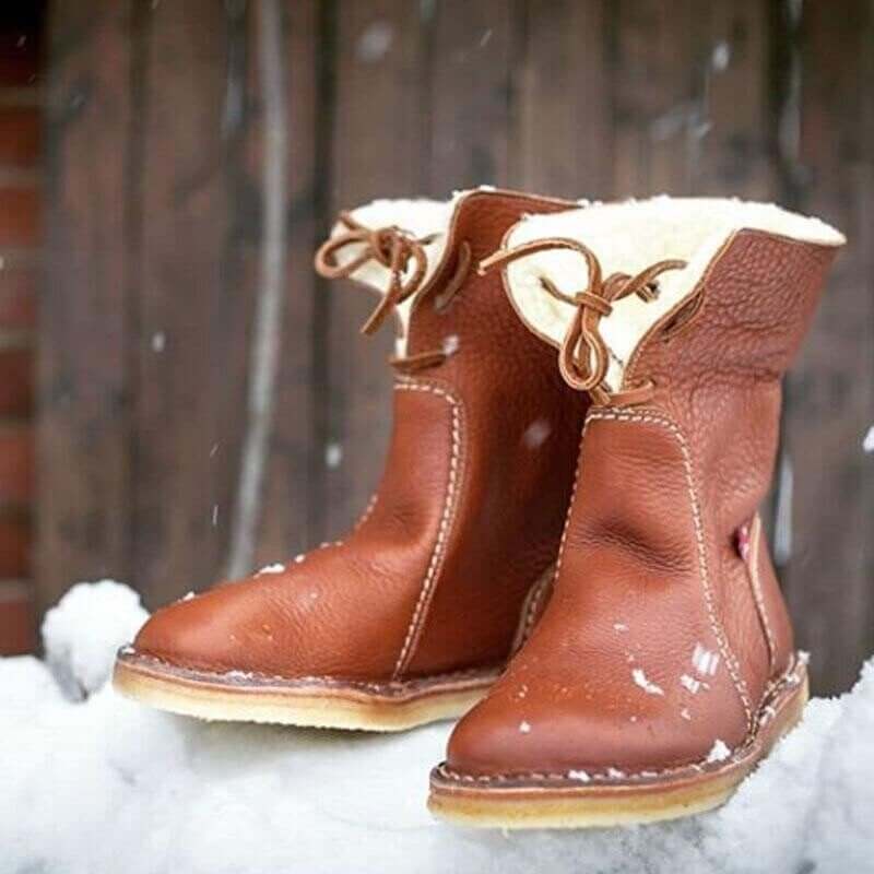Emersyn Bottes Chauffantes Femme – Cuir Imperméable avec Doublure en Laine & Confort Hivernal