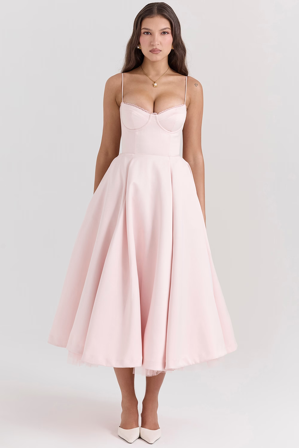 Abito midi da donna Dawn - Elegante abito in tulle con spalline regolabili e vestibilità comoda 