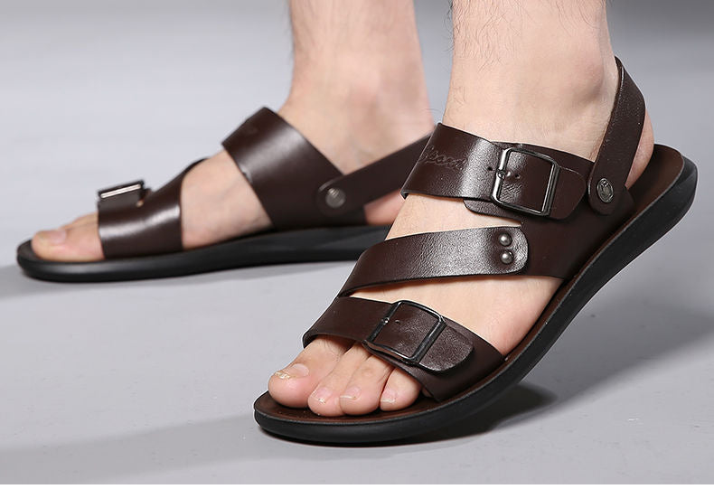 Antonio Sandales Homme – Sandales en Cuir Fendu avec Boucle pour Été & Style Décontracté