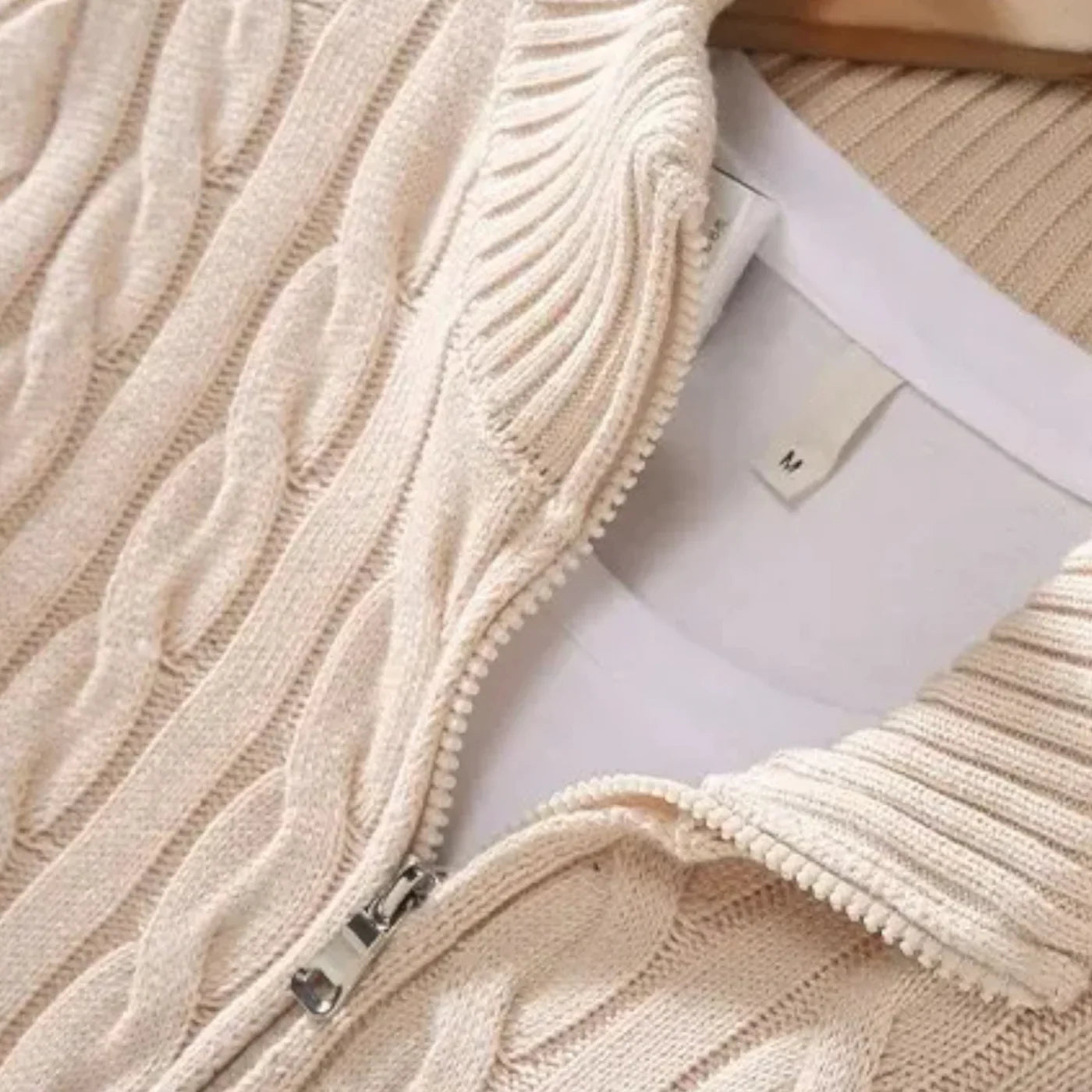 Cove Pull Col Roulé Zippé Homme – Maille Côtelée Épaisse & Coupe Ample Élégante