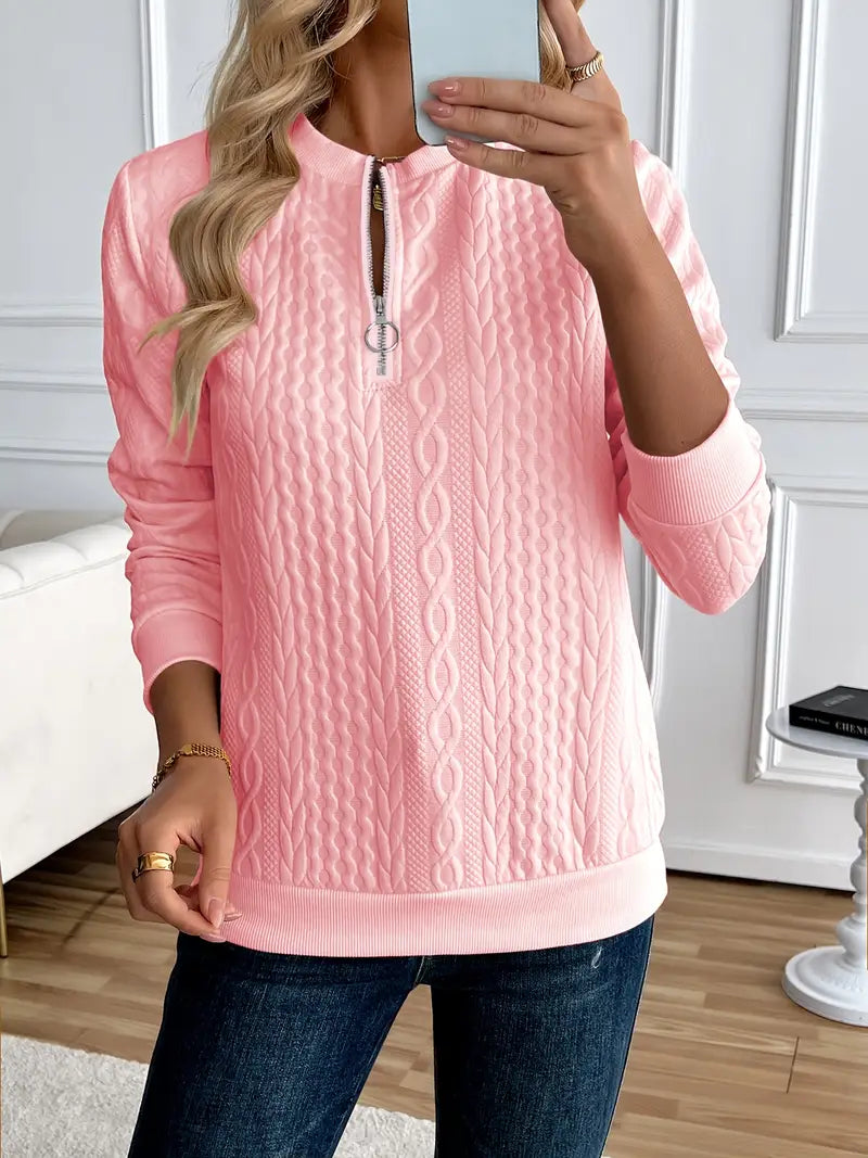 Margaux Sweat Femme Hiver – Pull Zippé Confortable en Maille avec Design Élégant