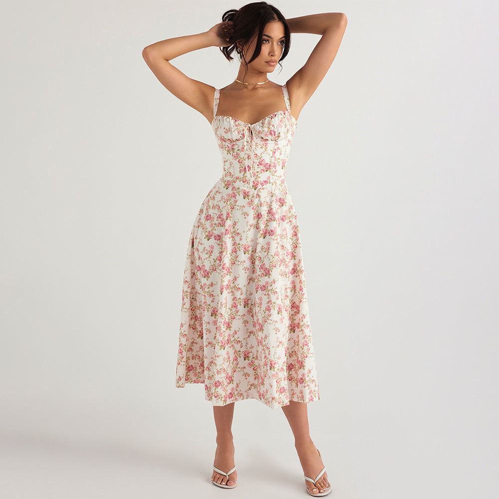 Luciana Robe Femme – Robe Française au-dessus du Genou avec Taille Haute, Coupe A-Ligne & Similicuir Vegan