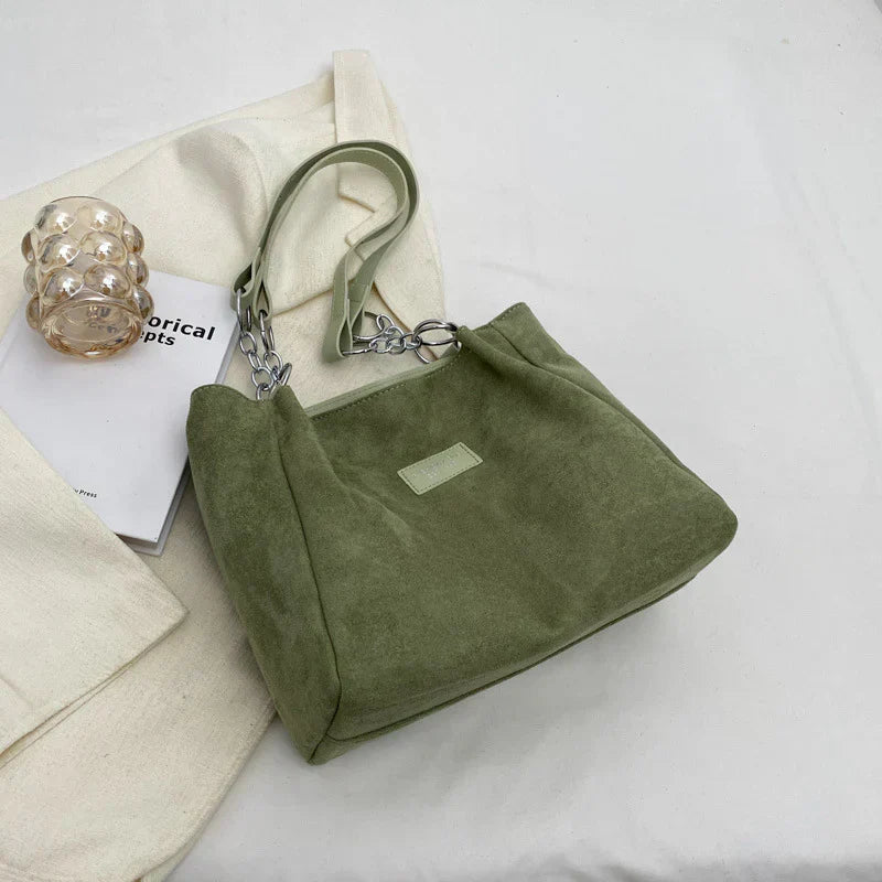 Borsa da donna Freyja: borsa casual ed elegante in pelle scamosciata con design moderno