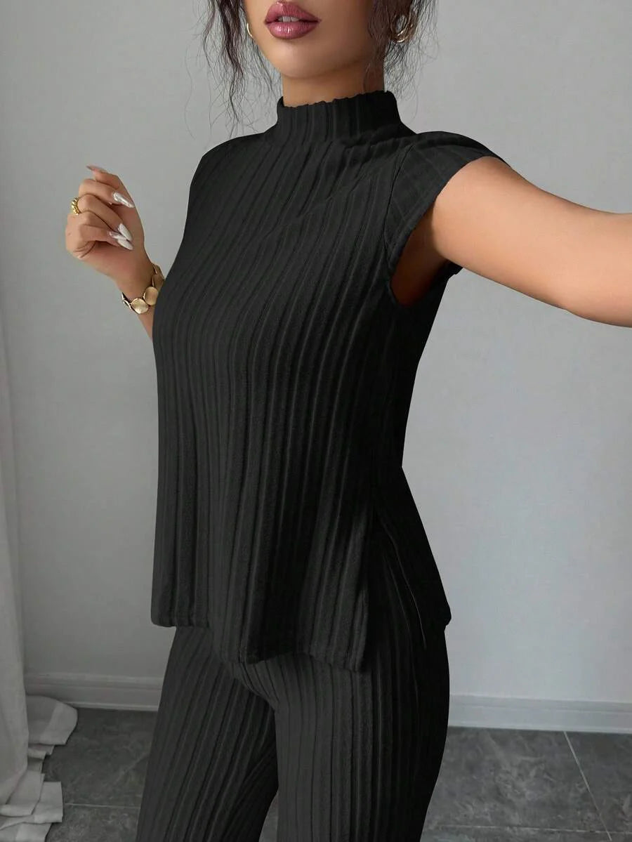 Remi Ensemble Femme – Ensemble Côtelé Deux Pièces Chic avec Haut Ajusté & Pantalon Moderne