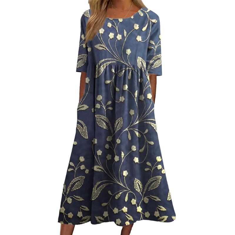 Abito midi da donna Joelle: stampa floreale fluida, vestibilità comoda ed elegante stile estivo