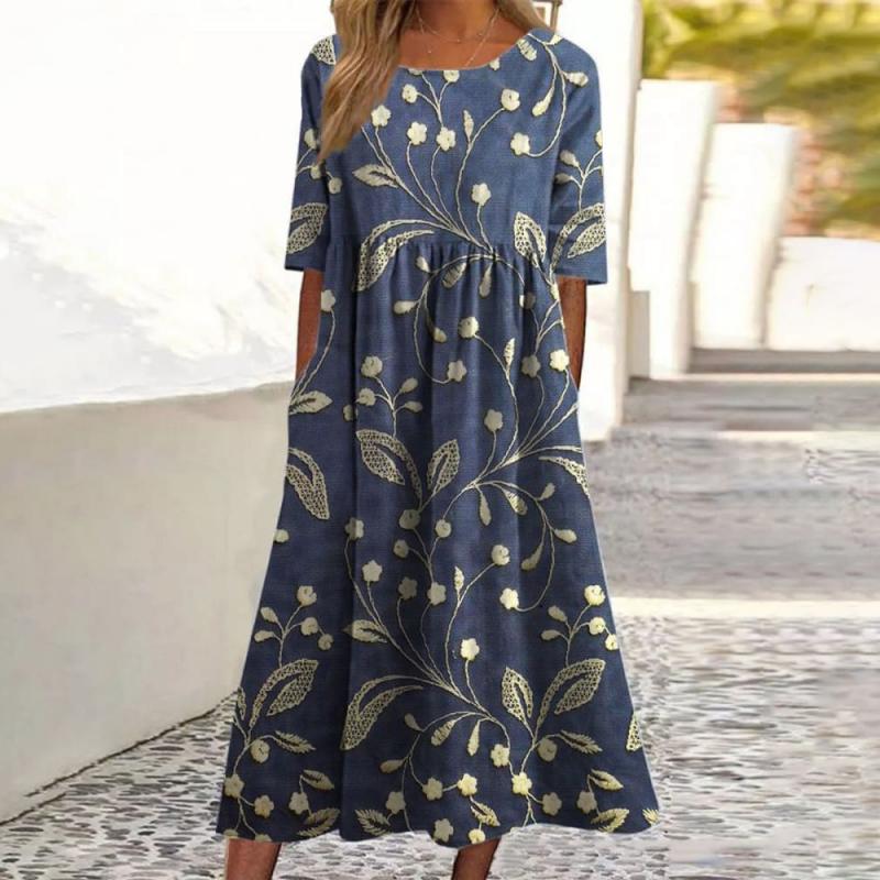 Abito midi da donna Joelle: stampa floreale fluida, vestibilità comoda ed elegante stile estivo