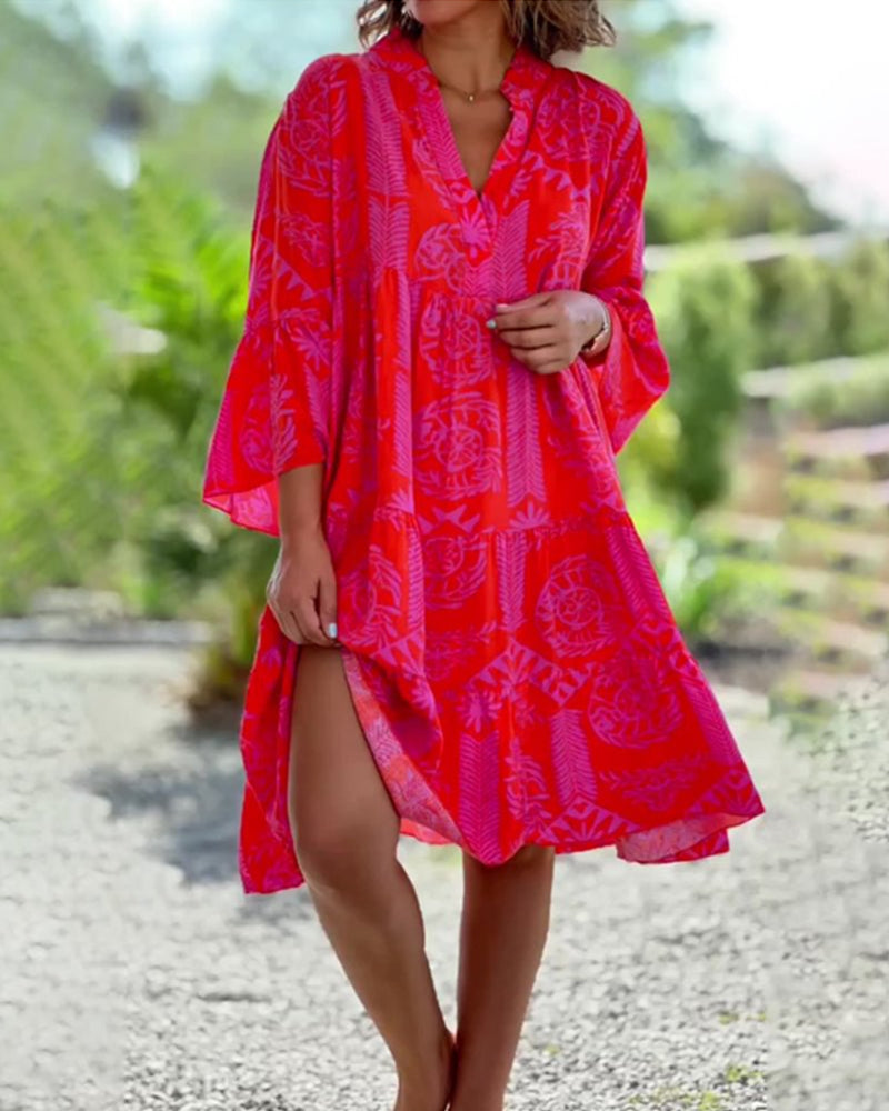 Abito bohémien Ingrid da donna: abito geometrico e alla moda per l'estate, festival e festività