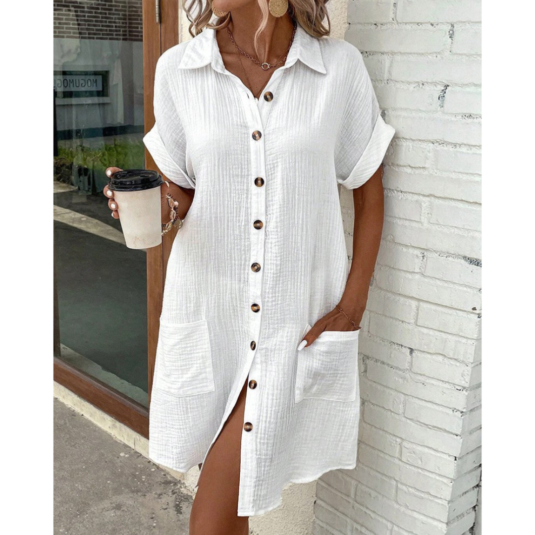 Abito camicia da donna Gabriele - Elegante abito estivo con vita segnata e vestibilità ariosa
