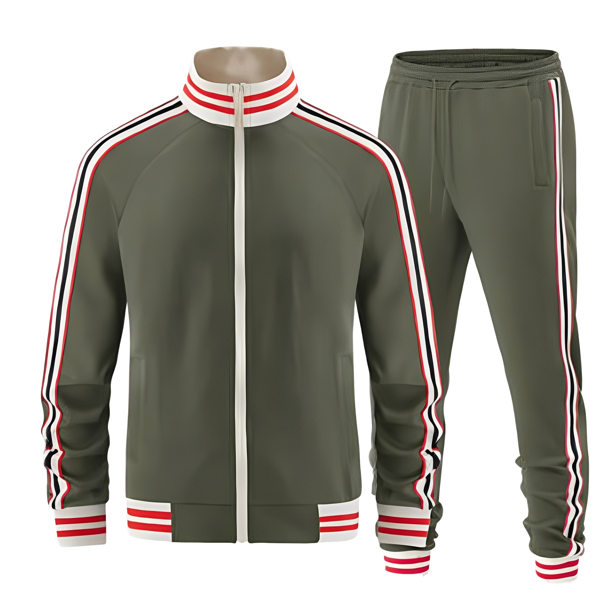 Peyton Ensemble de Sport Femme – Set Ușor Dungi cu Jachetă & Pantalon Respirabil