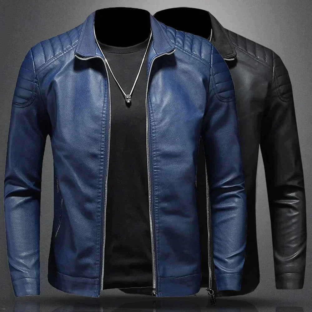 Giacca in pelle da uomo Lance: elegante, comoda, con vestibilità regolare e chiusura con cerniera