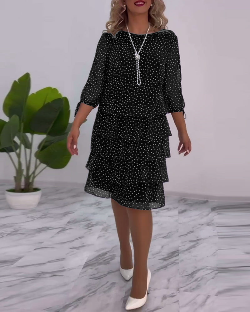 Robe Femme Yasmine – Robe Étagée Élégante à Pois avec Coupe Aérée et Féminine