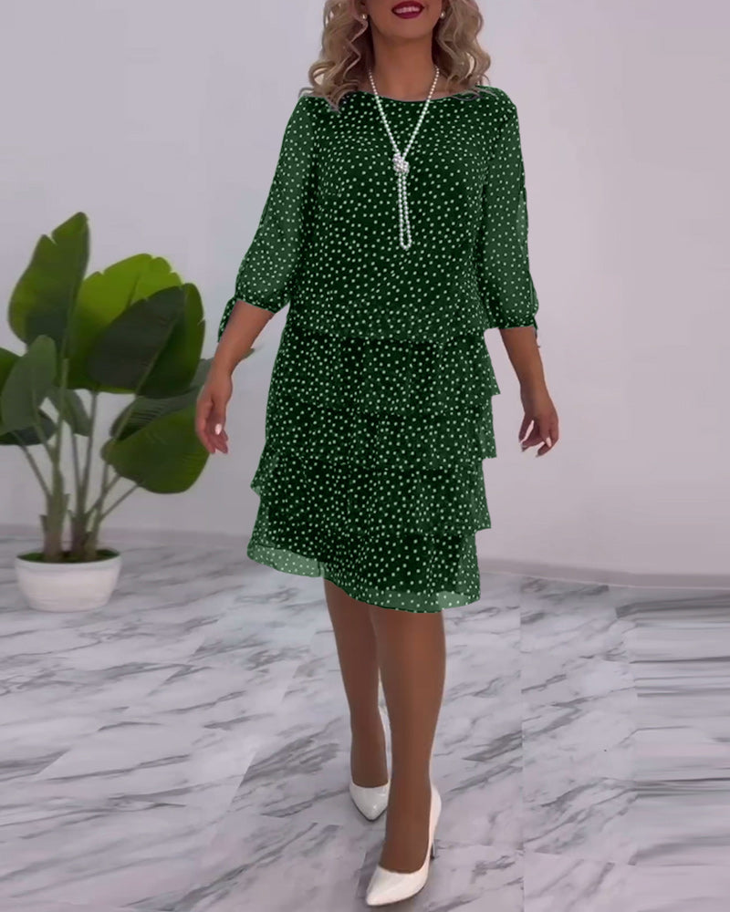 Robe Femme Yasmine – Robe Étagée Élégante à Pois avec Coupe Aérée et Féminine