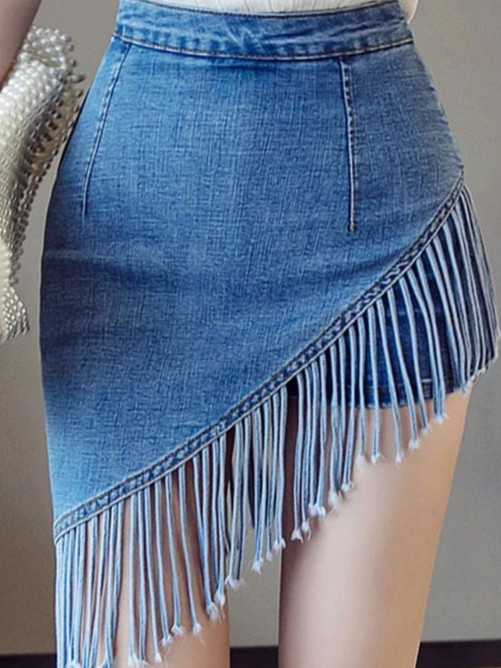 Gonna-pantalone da donna Taylor - Gonna in denim con frange giocose, pantaloncini integrati e vita alta lusinghiera