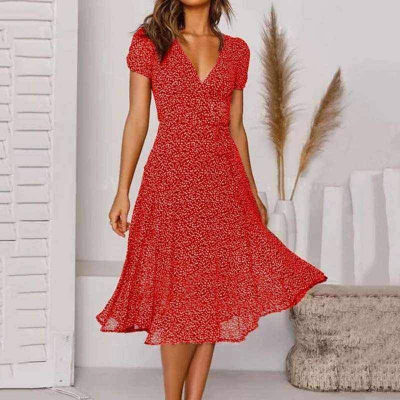 Abito midi da donna Fernanda - Elegante stampa a pois con vestibilità aderente per occasioni informali