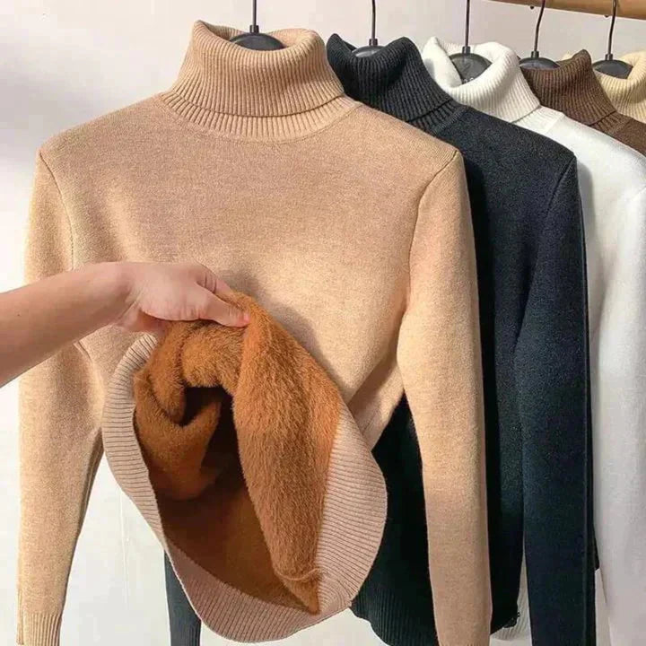 Delaney Pull Femme – Pull Tricoté Confortable avec Doublure Polaire Chaude pour l’Hiver