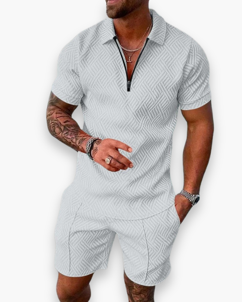Completo da uomo Daniel - Elegante completo estivo con polo e pantaloncini leggeri