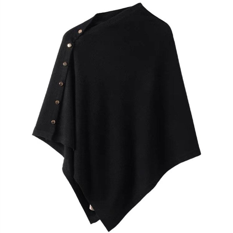 Ivora Femme Poncho – Élégant Écharpe Poncho en Tissu Doux avec Fermeture Boutonnée