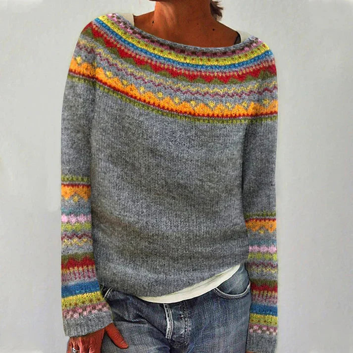 Maglione da donna Maria - Maglieria autunnale retrò comoda ed elegante con maniche lunghe