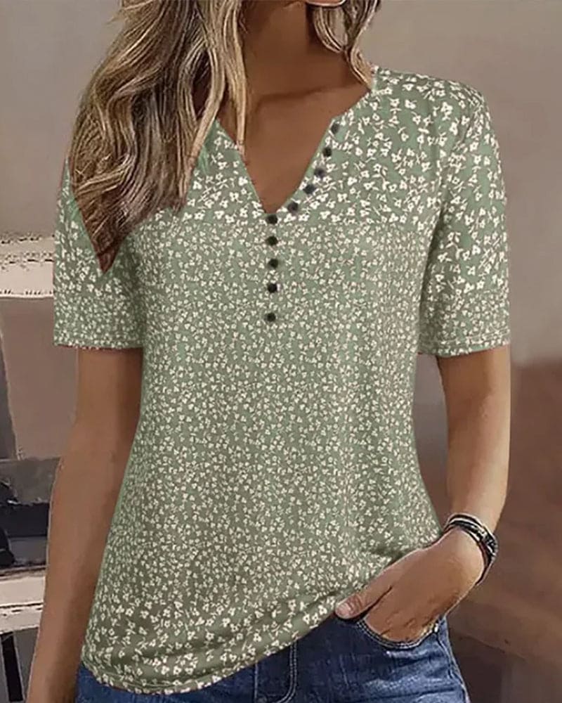 Top estivo da donna Naomi – T-shirt con stampa floreale, maniche corte e comoda vestibilità elasticizzata