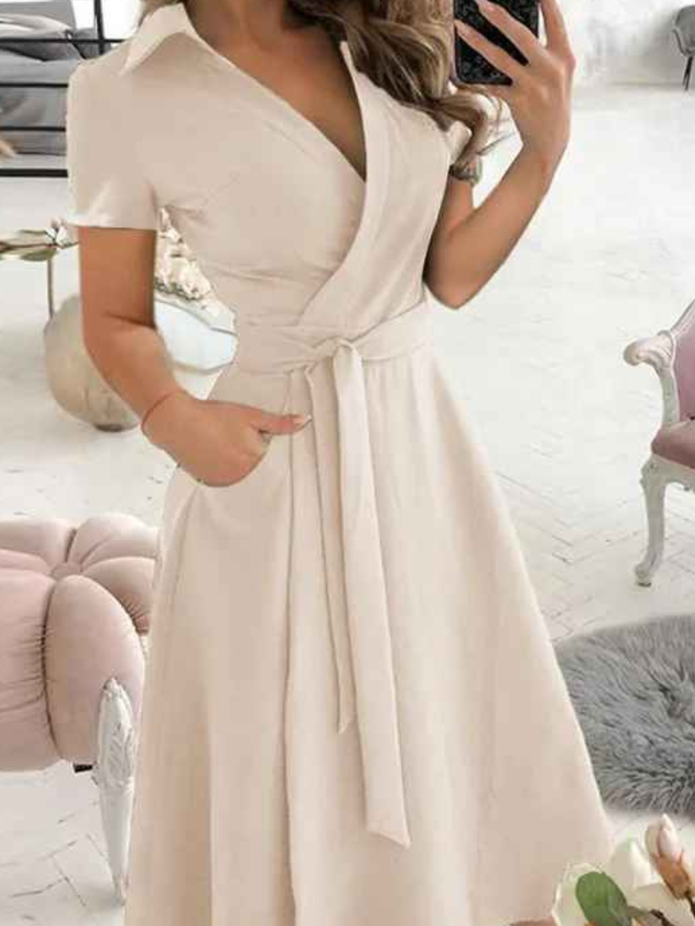 Abito da donna Lucia – Abito con stampa geometrica, cintura in vita e vestibilità ariosa per ogni momento