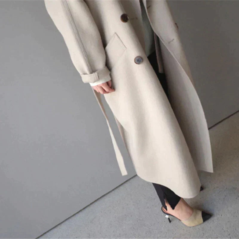 Isabelle Femme Manteau Long en Laine – Élégant & Confortable Manteau d’Hiver Intemporel