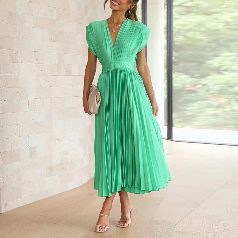 Abito da donna Daliah - Elegante abito plissettato con scollatura profonda e stile versatile