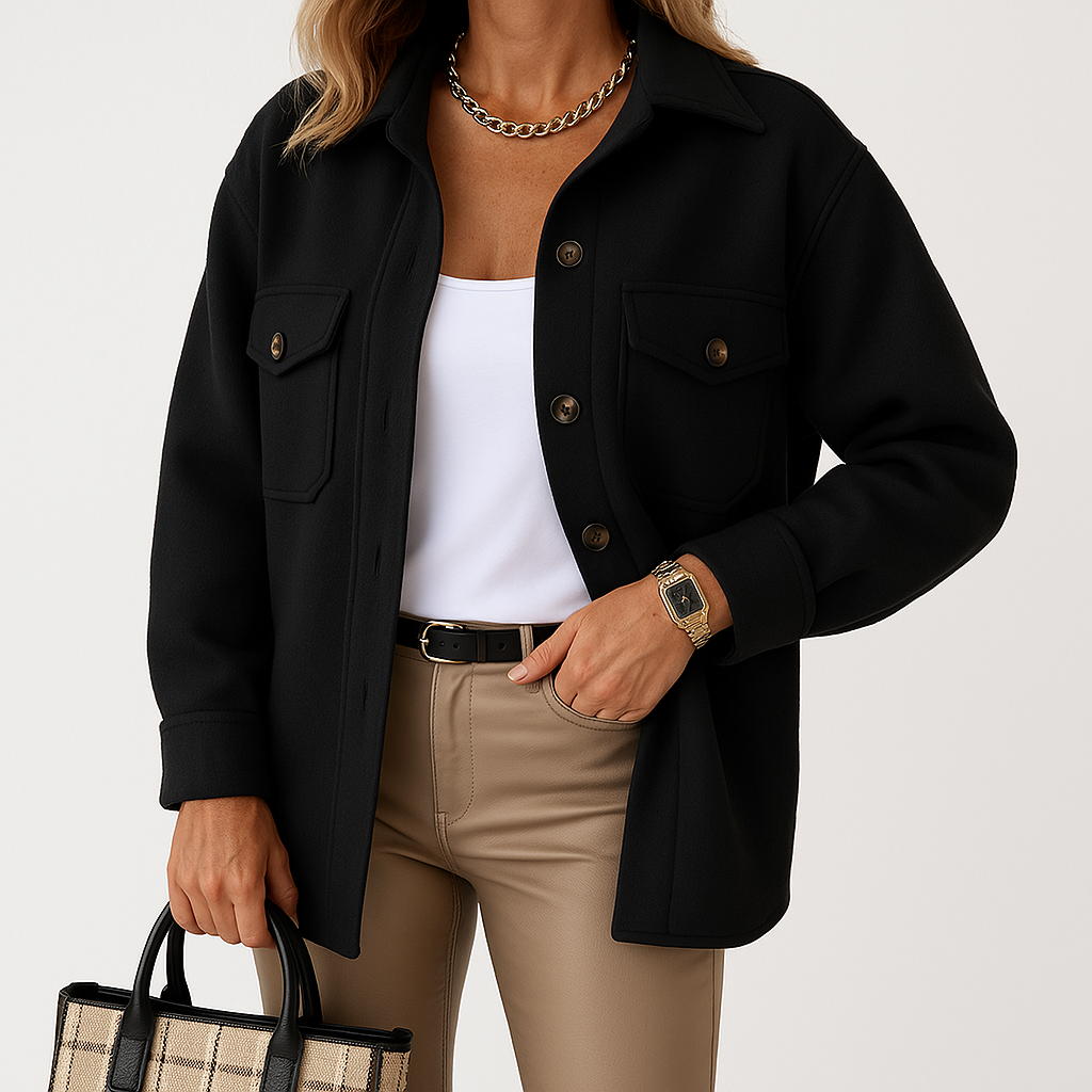 Kayleigh Surchemise Femme – Beige Oversize à Coupe Droite, Style Chic & Décontracté
