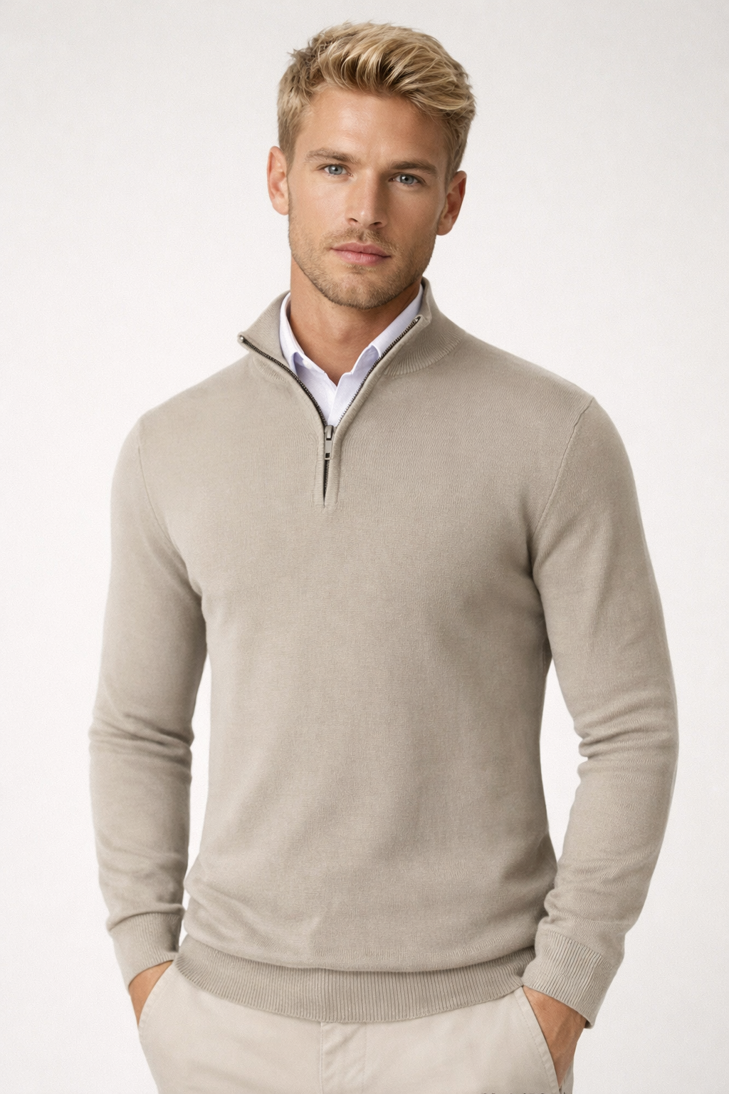 Killian Pull Homme Half-Zip – Col Montant, Maille Douce & Style Smart-Casual