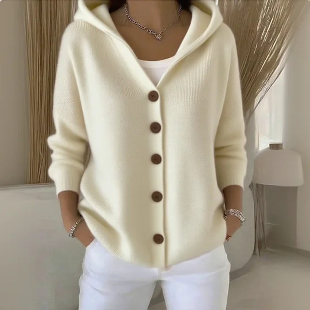 Rosie Gilet à Capuche en Tricot pour Femme – Coupe Droite Chaleureuse à l’Aspect Cachemire