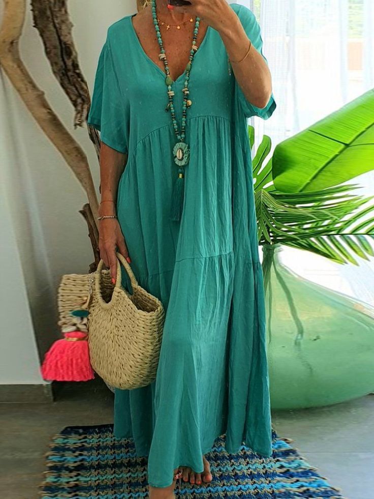 Abito lungo estivo da donna Saylor - Abito lungo bohémien ampio in stile casual per le vacanze e il tempo libero