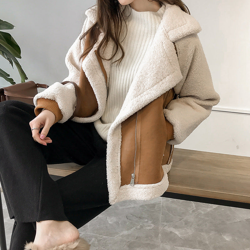 Emerald Veste Femme – Manteau Douillet en Fausse Fourrure avec Col Chaud & Fermeture Éclair