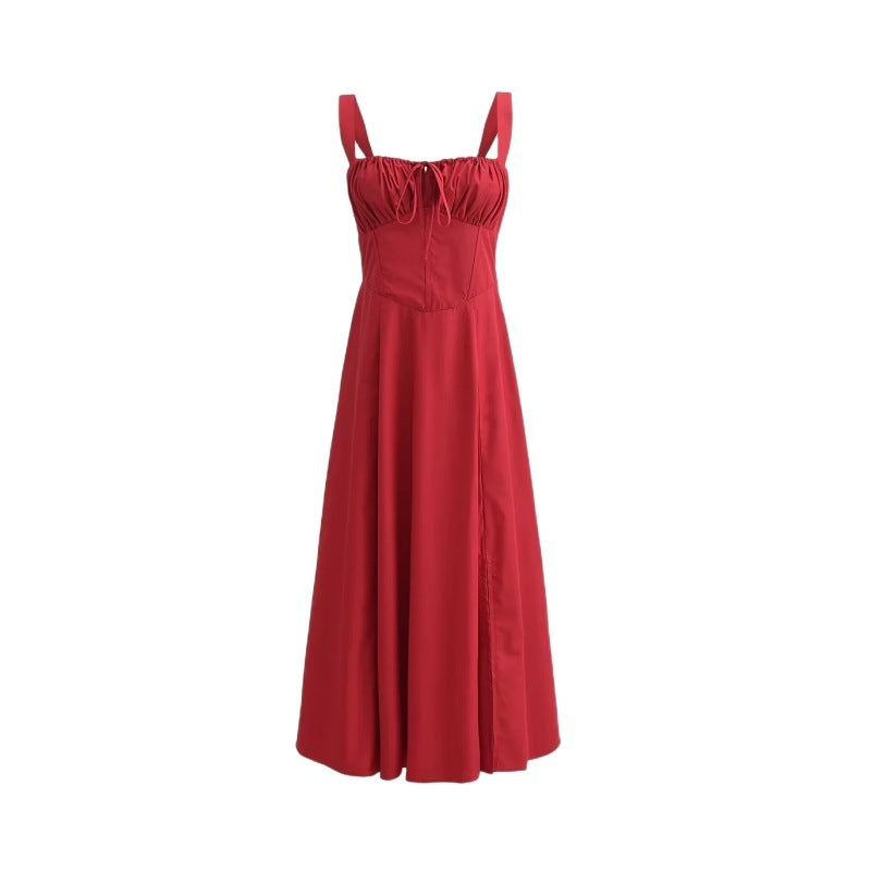 Luciana Robe Femme – Robe Française au-dessus du Genou avec Taille Haute, Coupe A-Ligne & Similicuir Vegan