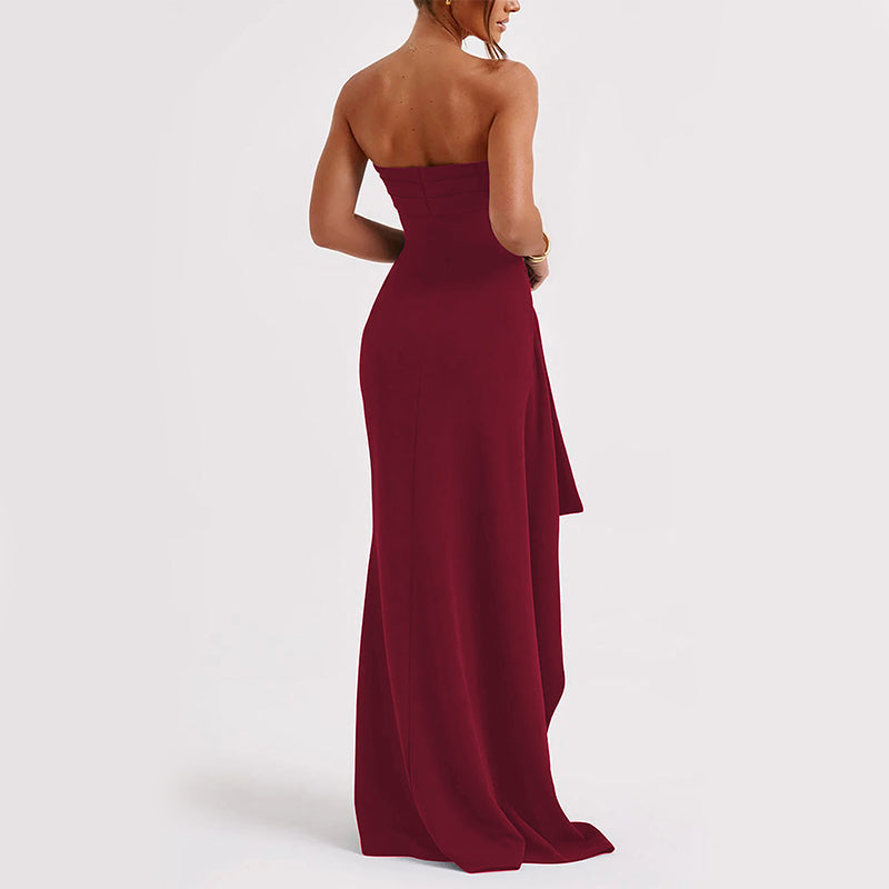Abito lungo da donna Noble - Elegante abito senza spalline con schiena scoperta e gonna lunga svasata