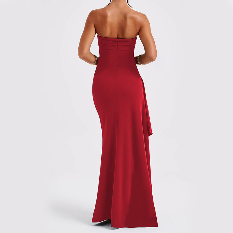 Abito lungo da donna Noble - Elegante abito senza spalline con schiena scoperta e gonna lunga svasata
