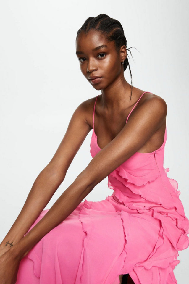 Abito lungo da donna Ashtine - Abito estivo leggero con volant, gonna a balze e look da spiaggia