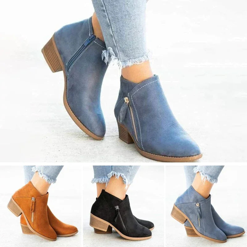 Maeve Bottes Femme à Plateforme en Daim – Cuir Élégant, Confort Optimal & Fermeture Zip Latérale Pratique