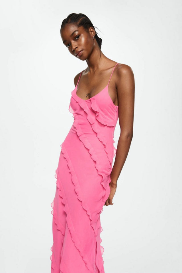 Abito lungo da donna Ashtine - Abito estivo leggero con volant, gonna a balze e look da spiaggia