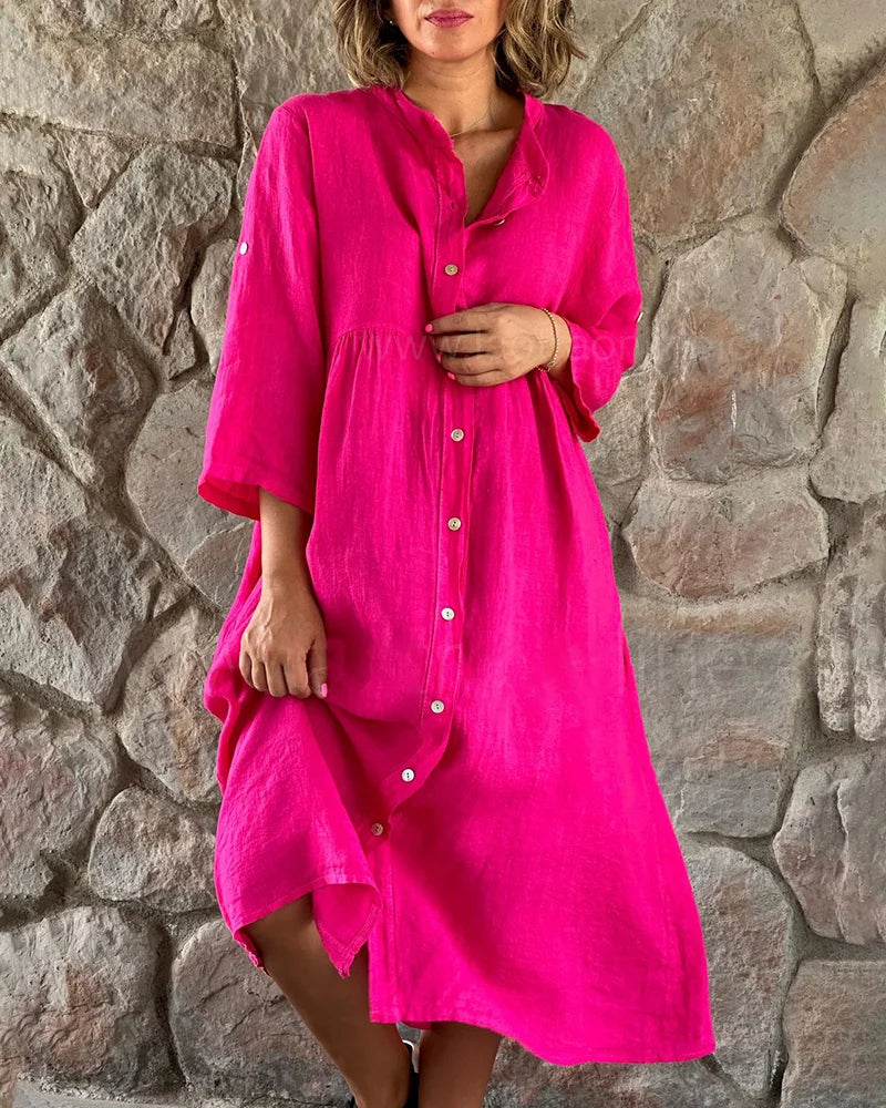Alya Robe Chemise Femme – Fluide & Élégante pour Été, Bureau ou Sorties Décontractées