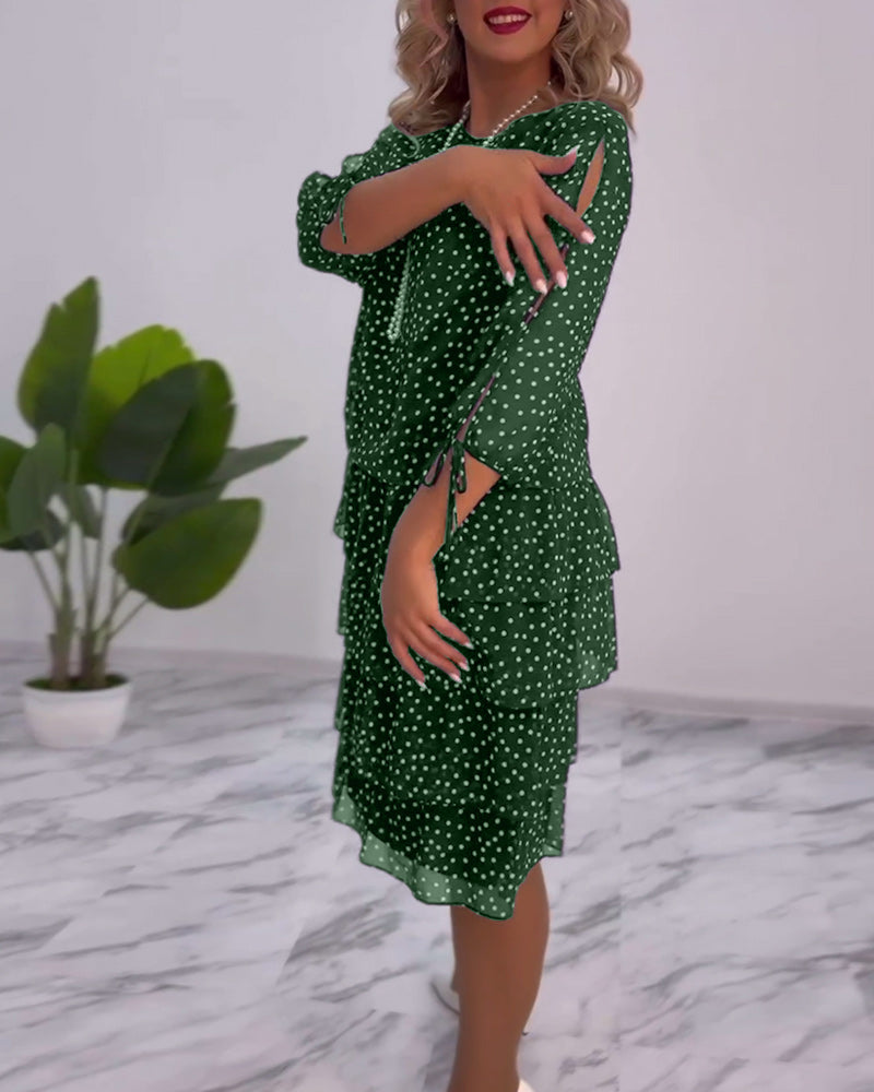 Robe Femme Yasmine – Robe Étagée Élégante à Pois avec Coupe Aérée et Féminine