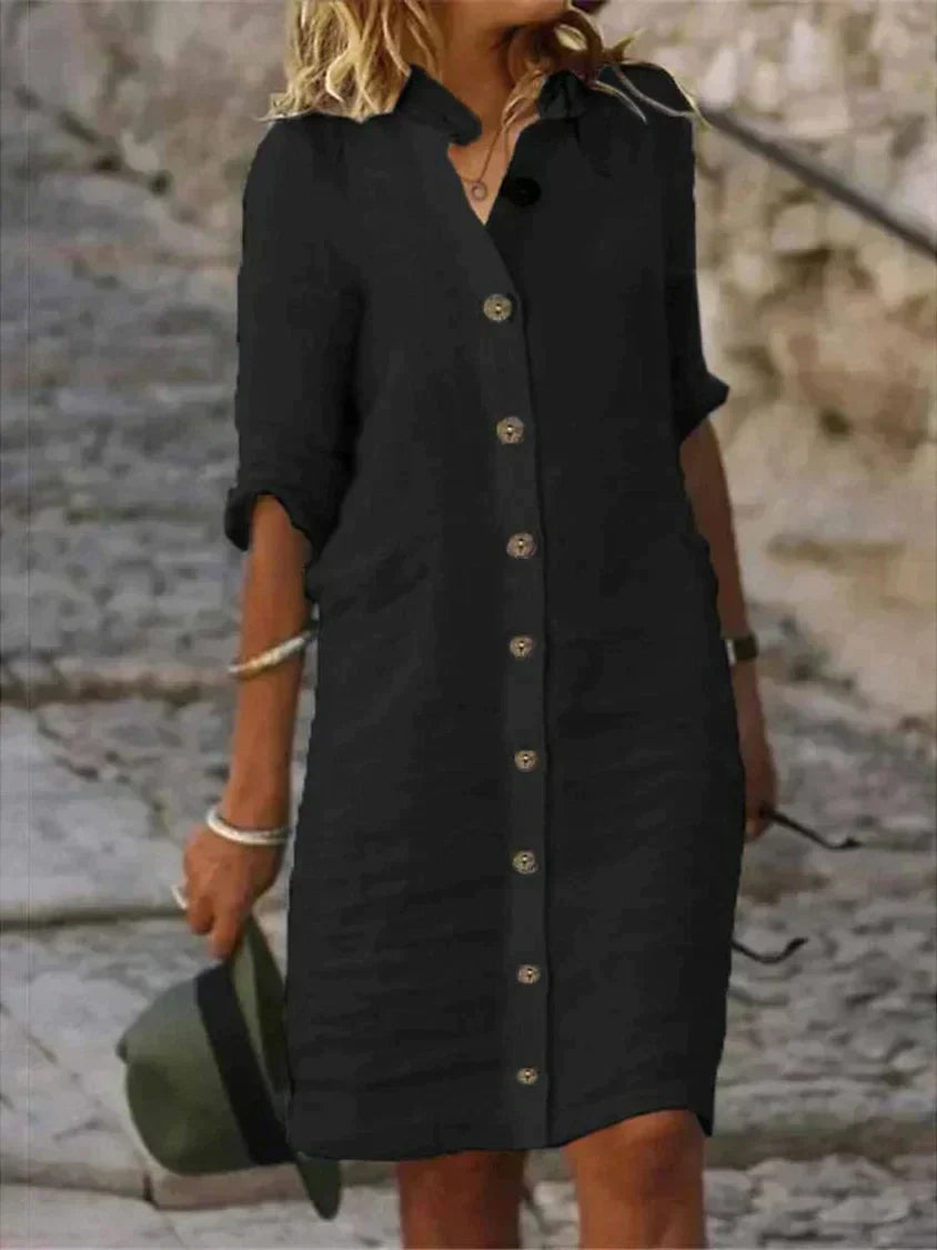 Abito semplice da donna Emika: abito classico, elegante e versatile da indossare tutti i giorni