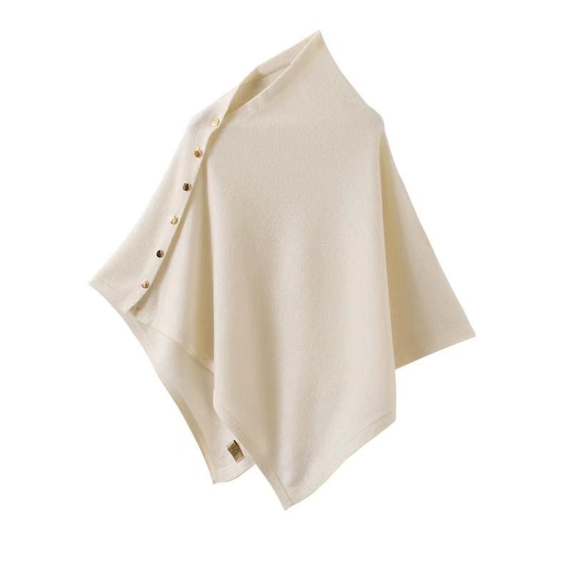 Ivora Femme Poncho – Élégant Écharpe Poncho en Tissu Doux avec Fermeture Boutonnée