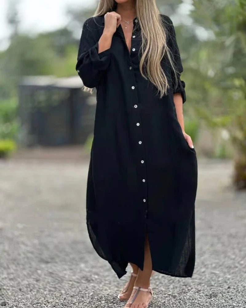 Abito camicia da donna Bianca – Morbido cotone italiano con colletto classico e vestibilità comoda