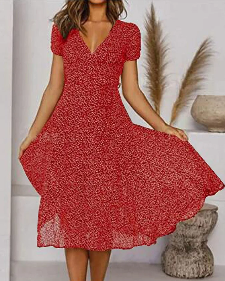 Abito in chiffon da donna Élise – Stampa floreale leggera, scollo a V e vestibilità estiva fluida