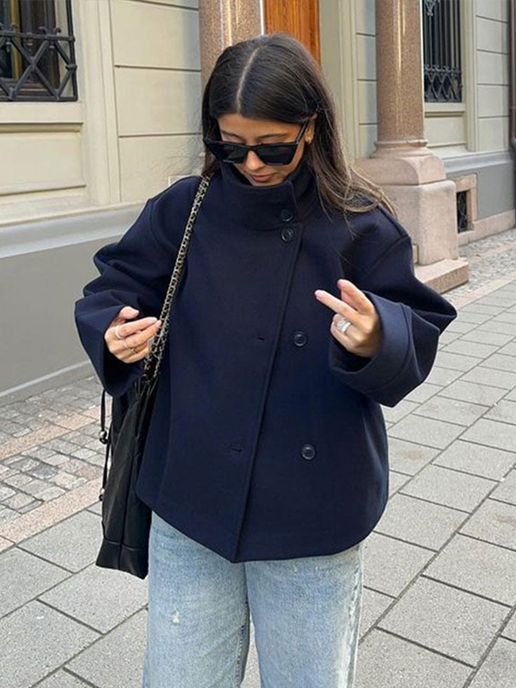 Arianna Manteau Court Femme – Veste Double-Boutonnage Élégante & Chaude au Style Intemporel