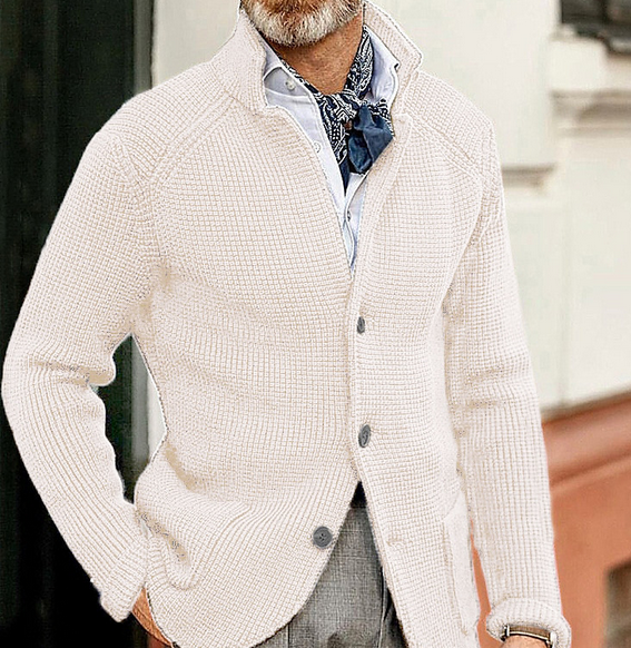 Edward Blazer Homme Vintage – Col Montant Élégant, Manches Longues & Style Intemporel