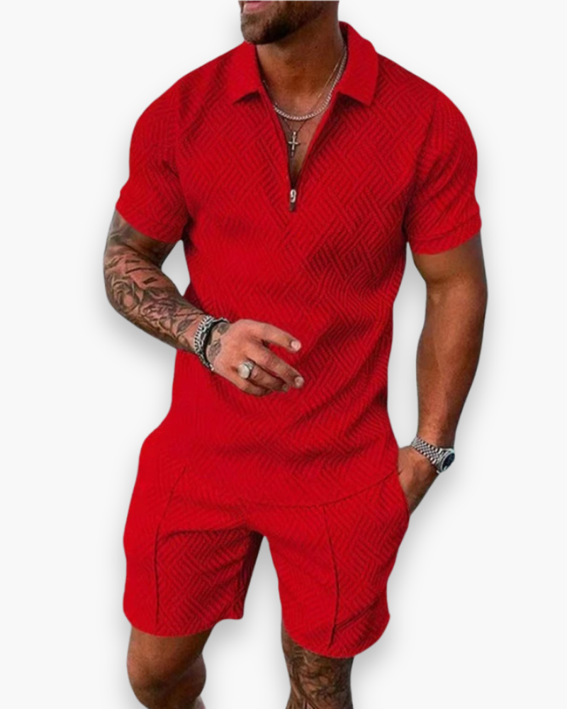 Completo da uomo Daniel - Elegante completo estivo con polo e pantaloncini leggeri